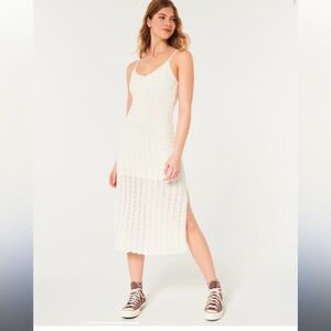 NWOT Hollister Crochet-Style Midi Dress Off White